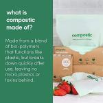 Compostic Home Compostable Resealable Gallon Bags (10.5"x10.5"), Microwave & Freezer Safe, Organic Food Storage Container, 60 Count