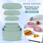 Anatole Silicone Food Storage Containers Set of 3 Lunch Box Bento with Lids BPA Free Dishwasher Microwave Oven Freezer Safe (6.7oz, 10oz, 20oz)