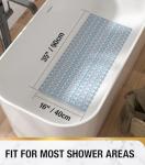 HITSLAM Shower Mat Non Slip, 35x16 Inch Bath tub Mat for Tub, TPE Shower Floor Mat with Drain Holes and Suction Cups, Bathroom Accessories, Easy Dry, Eco-Friendly, Blue