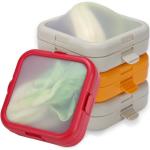 Nuogo 4 Pcs Silicone Fruit Storage Box Anti-oxidation Avocado Saver Storage Tomato Pod Vegetable Saver Reusable for Fridge Garlic Lemons Potatoes(Red, White,Orange,5.5 x 5.5 x 1.8 Inches)