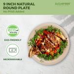 [100 COUNT]Harvest Pack PFAS FREE 9-inch Round Disposable Compostable Paper Plates, Heavy-Duty Natural Bagasse Biodegradable Dinner Plate, Large plate, From Eco-Friendly Sugarcane Plant Fibers
