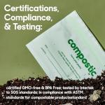 Compostic Home Compostable Resealable Gallon Bags (10.5"x10.5"), Microwave & Freezer Safe, Organic Food Storage Container, 100 Count