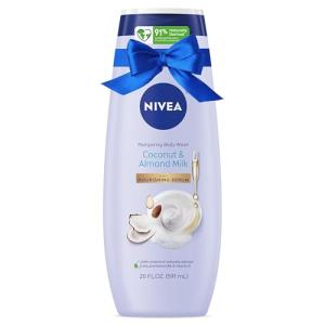NIVEA Pampering Coconut and Almond Milk Body Wash with Nourishing Serum, Moisturizing Body Wash for Women, Enriched with Provitamin B5 and Vitamin E, 20 Fl Oz Bottle