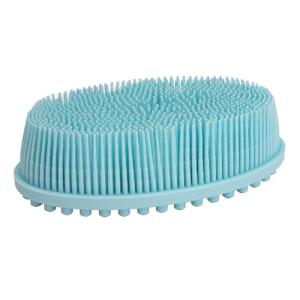 DNC Exfoliating Silicone Body Scrubber Shower Bath Body Brush loofah Easy to Clean, Lathers Well, Eco Friendly, Long Lasting (Blue