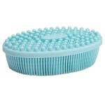 DNC Exfoliating Silicone Body Scrubber Shower Bath Body Brush loofah Easy to Clean, Lathers Well, Eco Friendly, Long Lasting (Blue