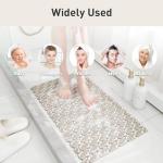 Elisstaence Shower Mat Non Slip Bathtub Mat, 27 x 16 Inch Eco-Friendly Soft Bath Mat for Tub Non Slip Shower Mats for Inside Shower with Suction Cups and Drain Holes, Easy to Clean Quick-Drying, Brown