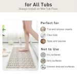 Elisstaence Shower Mat Non Slip Bathtub Mat, 27 x 16 Inch Eco-Friendly Soft Bath Mat for Tub Non Slip Shower Mats for Inside Shower with Suction Cups and Drain Holes, Easy to Clean Quick-Drying, Brown