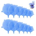 Silicone Stretch Lids – 12 Pack Reusable Food Covers,Flexible Silicone for Bowls, Containers, Fruits – Airtight & Leakproof Seal for Kitchen Storage (Blue)