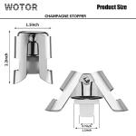 WOTOR Champagne Stoppers Stainless Steel, Prosecco Bottle Stopper with Food Grade Silicone, Reusable Champagne Cork & Saver, Leak proof Keep Fresh (Silver, 2 Pack)