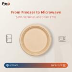 Fitsu Compostable Plates with Grease Proof Liners 24 Pack 9 Inch Natural Color Biodegradable Plates PFAS-Free Heavy Duty Sugarcane Alternative Microwave Safe for Parties