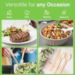 Compostable Cutlery Set - 300 PCS Wooden Utensils [120 Forks, 90 Spoons, 90 Knives] - Eco-Friendly Wooden Disposable Utensils - Compostable Forks and Spoons - Disposable Cutlery Set Party Utensils