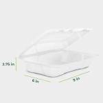 Freshware Clamshell Food Containers with Lids [9x6 50-Pack] Disposable To Go Containers, Biodegradable Sugarcane To Go Boxes - Paper Container - Microwave & Freezer Safe, Stackable