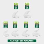 Freshware Clamshell Food Containers with Lids [9x6 50-Pack] Disposable To Go Containers, Biodegradable Sugarcane To Go Boxes - Paper Container - Microwave & Freezer Safe, Stackable