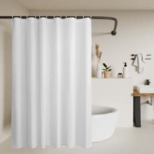 72x78 Sustainable Shower Curtain Liner, Recycled Polyester Material, Eco Friendly, Non Plastic & Freon-free Washable Long Fabric Shower Curtain Liner with Magnets, 72" x 78" for bathroom, White