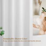 72x78 Sustainable Shower Curtain Liner, Recycled Polyester Material, Eco Friendly, Non Plastic & Freon-free Washable Long Fabric Shower Curtain Liner with Magnets, 72" x 78" for bathroom, White