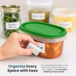 Jokari Label Once Erasable Food Labels with Marker and Eraser Reusable Removable Adhesive Labels for Kitchen Storage Freezer Dishwasher and Microwave Safe 70 Pack