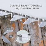 JAWO Farmhouse Flower Floral Shower Curtain, Rustic Orange Daisy Shower Curtain Set, Country Orange Wild Garden Plant Fabric Shower Curtain with Hooks, Brown Wooden Board Bathroom Curtain, 69x70inch