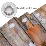 JAWO Farmhouse Flower Floral Shower Curtain, Rustic Orange Daisy Shower Curtain Set, Country Orange Wild Garden Plant Fabric Shower Curtain with Hooks, Brown Wooden Board Bathroom Curtain, 69x70inch