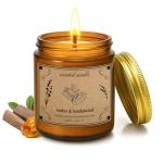 Scented Candles, 16oz Large Jar Soy Wax Candle – Amber & Sandalwood with Premium Plant Wax Blend for Consistent Burn, Aromatherapy Candle for Home Scented, Relaxation and Gift for Women/Men