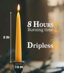 24 Packs Natural Beeswax Taper Candles 8 inch Beeswax Candles Smokeless Unscented Pure Bees Wax Candlesticks 8 Hour Burn Time Dripless Bees Wax Candles for Home Prayer