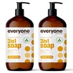 Everyone 3-in-1 Soap, Body Wash, Bubble Bath, Shampoo, 32 Ounce (Pack of 2), Coconut and Lemon, made with Essential Oils for Men and Women
