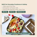 ecozoi Stainless Steel Lunch Box, Leak Proof 1 Tier Eco Metal Bento Box | Bonus Pod And Redesigned Silicone Seal | Sustainable Zero Waste Eco Friendly Food Storage Container