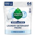 Seventh Generation Laundry Detergent Packs, Free & Clear, Made for Sensitive Skin, EPA Safer Choice Certified, 64 Count