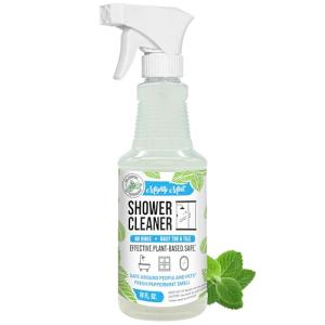 Mighty Mint Shower Cleaner, No-Rinse, No-Scrub, Daily Spray for Glass, Tile, Grout, Fresh Peppermint Scent, 16oz