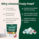 Truly Free Dishwasher Detergent Powder | Natural Dish Detergent, Dishwasher Soap | Plastic Free, Plant-Based, Clean, Heavy Duty Hard Water Stain & Grease Remover | Fragrance Free | 12.5 oz (Pack of 1)