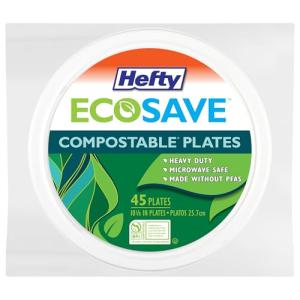 Hefty ECOSAVE Compostable Paper Plates - 45 Count