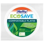 Hefty ECOSAVE Compostable Paper Plates - 45 Count