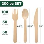 200-Piece Eco-Friendly Wooden Utensil Set