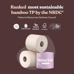 Betterway Unbleached Bamboo Toilet Paper Rolls - Eco-Friendly 3 Ply Toilet Tissue - 12 Long-Lasting Rolls - 360 Sheets/Roll - Organic, FSC Certified, Septic Safe TP - Lint-Free, PFAS-Free Bath Tissue