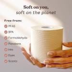 Betterway Unbleached Bamboo Toilet Paper Rolls - Eco-Friendly 3 Ply Toilet Tissue - 12 Long-Lasting Rolls - 360 Sheets/Roll - Organic, FSC Certified, Septic Safe TP - Lint-Free, PFAS-Free Bath Tissue