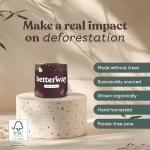 Betterway Unbleached Bamboo Toilet Paper Rolls - Eco-Friendly 3 Ply Toilet Tissue - 12 Long-Lasting Rolls - 360 Sheets/Roll - Organic, FSC Certified, Septic Safe TP - Lint-Free, PFAS-Free Bath Tissue