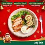 JOLLY CHEF Compostable Heavy Duty Plates 𝟭𝟬 𝗜𝗻𝗰𝗵 [𝟭𝟮𝟱 𝗣𝗮𝗰𝗸] Eco-Friendly Disposable Paper Plates Made of Bagasse Biodegradable Bulk for Party Dinner Sugarcane Fibers Round (Natural)