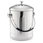 RED FACTOR Premium Compost Bin for Kitchen Countertop - Stainless Steel Food Waste Bucket with Innovative Dual Filter Technology - Includes Spare Filters (Brilliant Steel, 1.3 Gallon)