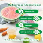 Silicone Stretch Lids – 12 Pack Reusable Food Covers,Flexible Silicone for Bowls, Containers, Fruits – Airtight & Leakproof Seal for Kitchen Storage (Transparent)