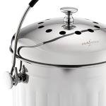 RED FACTOR Premium Compost Bin for Kitchen Countertop - Stainless Steel Food Waste Bucket with Innovative Dual Filter Technology - Includes Spare Filters (Brilliant Steel, 1.3 Gallon)