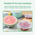Silicone Stretch Lids – 12 Pack Reusable Food Covers,Flexible Silicone for Bowls, Containers, Fruits – Airtight & Leakproof Seal for Kitchen Storage (Transparent)