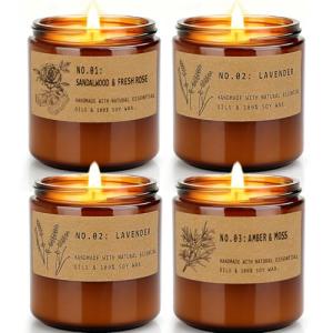 Eco-Friendly Soy Candle Set, 4 Lavender & Rose