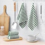 Homaxy 12 Pack Kitchen Dish Cloths, Ultra Soft and Absorbent Dish Towels, Reusable Fast Drying Microfiber Cleaning Cloth, Coral Velvet Wave Design No-lint, 10 x 10 inches, Grass Green