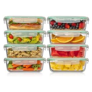 Eco-Friendly 8 Pack Glass Storage Containers with Lids
