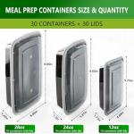 Eco-Friendly Meal Prep Containers - 30 Pack Set