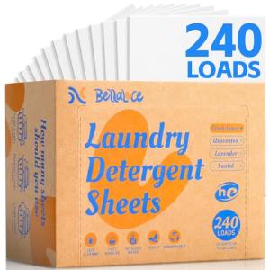 BellaLuce Laundry Detergent Sheets - Laundry Sheets, 240 Loads, Eco-Friendly, Plastic-Free, Fresh Linen Scent, Space Saving, Fast Dissolve & Hypoallergenic, Laundry Detergent for Home,Dorms,Essentials