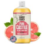 BAMBOO AND BIRCH Pure Castile Soap Liquid, Certified Palm Oil Free Natural Soap, Citrus Grapefruit, 32 oz