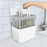 Glad Compost Bin for Kitchen, 1.5 Gallon | Plastic Container with Removable Inner Basket, Bag Storage Holder, and Carbon Odor Blocking Filters, White