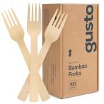 Natural Bamboo Disposable Forks - 100 Count