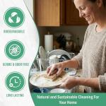 12 Pack Natural Kitchen Sponges, Compostable White Cellulose & Organic Coconut Scrubber Sponge for Washing Dishes, Kind Eco Friendly Non Toxic & Biodegradable Dishwashing Sponges