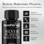 Nushine Silver Plating Solution 1.7 Oz - permanently plate PURE SLIVER onto worn silver, brass, copper and bronze (ecofriendly formula)
